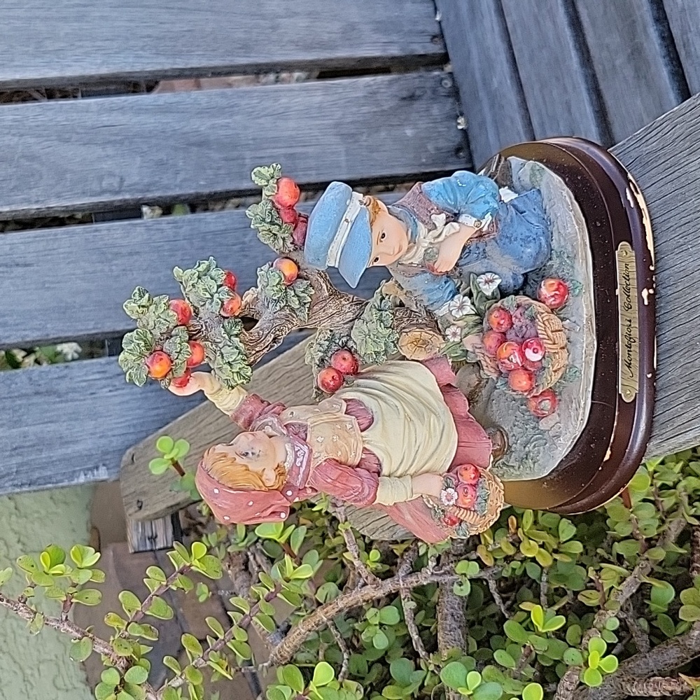 Montefiori Collection Kids Harvesting  Apples Vintage Collectible Figurine